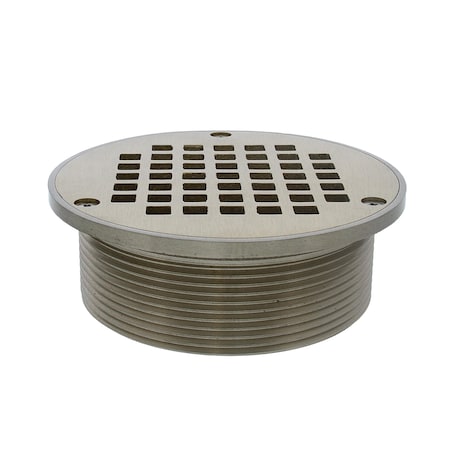 Jones Stephens 4in. IPS Metal Spud with 5in. Nickel Bronze Round Strainer D60958